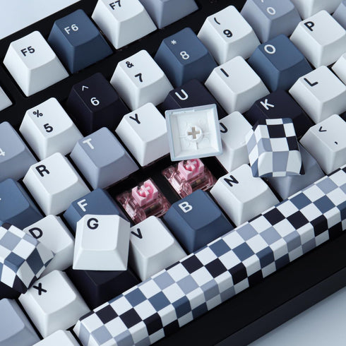 Hyekit PBT Keycaps, 134 Keys Mosaic Cherry Profile Dye-Sublimation Custom Keycaps with 6.25U 7U Spacebar for Mechanical