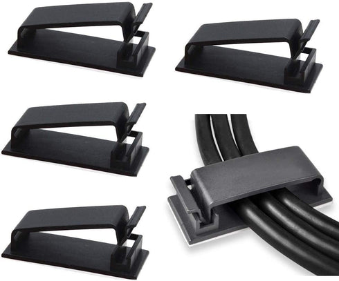 SOULWIT 50Pcs Self Adhesive Cable Management Clips, Wire Organizers for TV PC Ethernet Cable (Black)