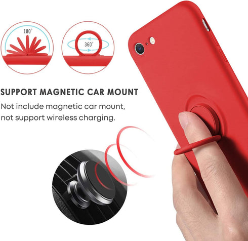 iPhone SE 2022 Case, iPhone SE 2020 Case, Slim Silicone Soft Rubber Shockproof Protective Cover, Red
