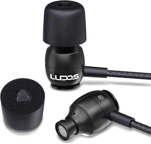 Ludos Clamor Wired Earbuds, In-Ear Headphones with Microphone, Noise Isolating for Kids and Women