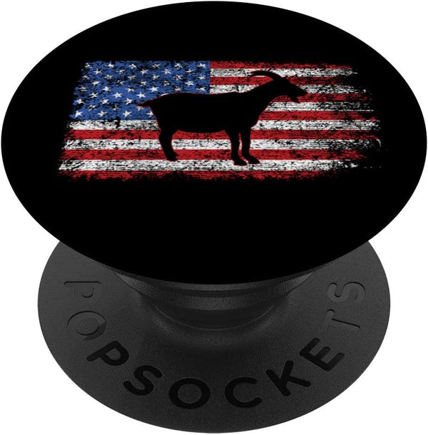 Goat American Flag Vintage Farm Farming Goats PopSockets Grip and Stand for Phones and Tablets