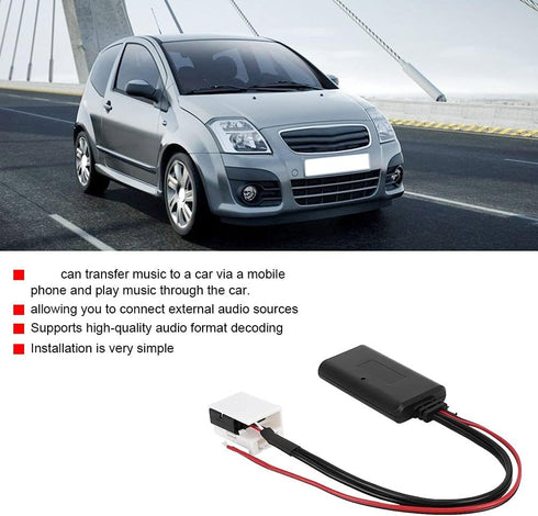 Acouto Car Radio Adapter Cable, Black Plastic 12Pin Bluetooth Module Wireless Radio Stereo Aux Cable Adapter