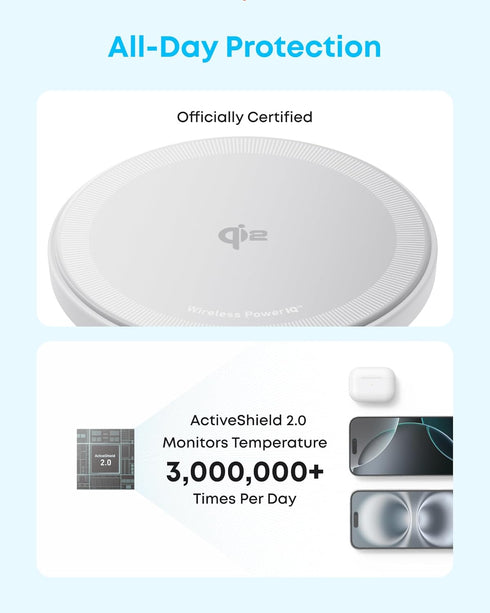 Anker 2-Pack Qi2 15W 17/16/15/14/13 Zolo Magnetic Wireless Charger, Certified MagSafe-Compatible Wireless Charging Pad