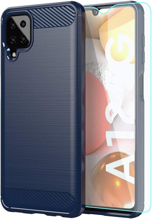 yuanming Galaxy A12 Case with HD Screen Protector, Shock-Absorption Flexible TPU Bumper Cove for Samsung Galaxy A12