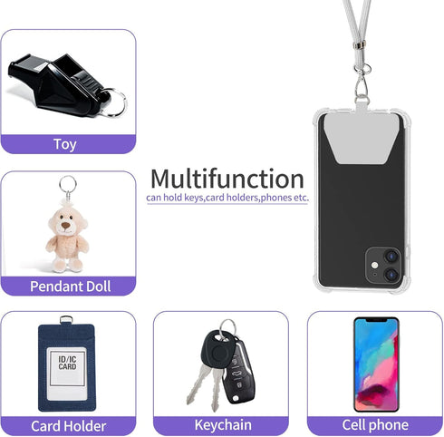 SS Phone Lanyard, Adjustable Detachable Neck Strap with Phone Patch for Any Cell Phone Smartphones, Grey.