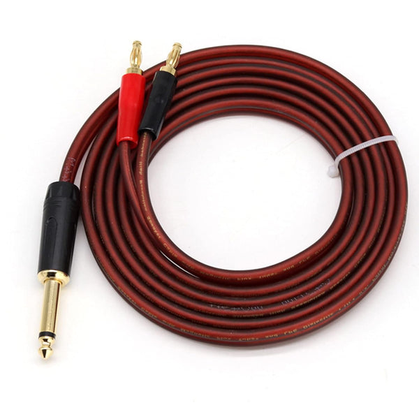 6.35mm TS to Banana Plug Speaker Audio Cable, Gold-plated 1/4 TS Speaker Wire Cord