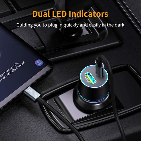 Fast USB C Car Charger, Compatible with Google Pixel 8/7/6/5, 30W Power Delivery & Quick Charge, Type C Cable