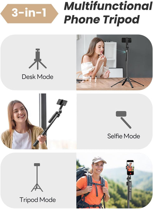 USKEYVISION 360Rotation,Selfie Spike,68 Recording,Vlogging(R01) Auto Face Tracking Tripod for iPhone Stick for Android