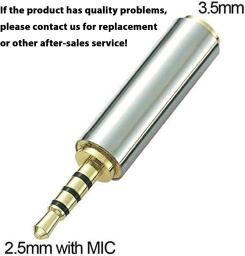 Adhiper 2.5mm Male to 3.5mm Female Audio Adapter, Gold Plated Aux Plug Splitter, 3 Ring Jack Support (2 Pack)