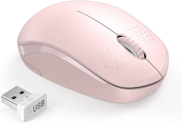 seenda Wireless Mouse, 2.4G Noiseless Mouse with USB Receiver, Portable Computer Mice, Pink