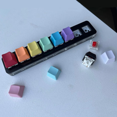 OEM Profile Blank Keycaps, PBT Rainbow Mixed Colors 1U R4 Keycap for MX Switches Mechanical Keyboard (Mixed Colors,