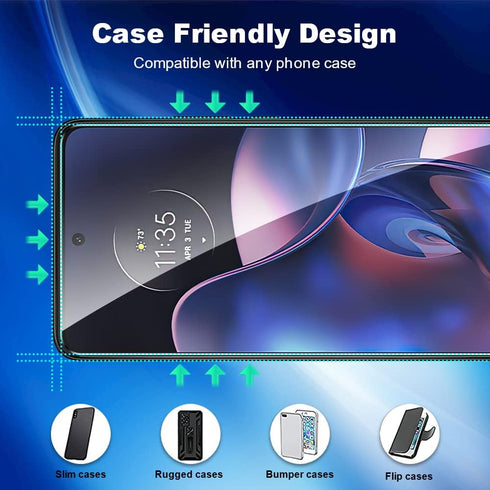 Motorola Edge 2022 Tempered Glass Screen Protector 3 Pack - Ultra HD, 9H Hardness, Touch Sensitive, Case Friendly.