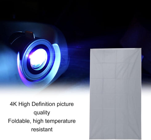 Heayzoki 4K inches Projector Screen High Definition AntiLight Foldable Portable Movies Screen for Home Theater Party