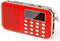PRUNUS Mini Portable Radio - AM FM Pocket Radio with MP3, LED Flashlight, Rechargeable Battery Operated