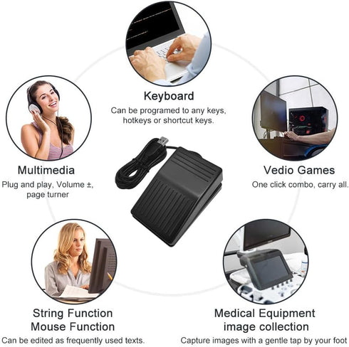 USB Foot Pedal PC Single Foot Switch, Programmable Keyboard Mouse for Video Game Office Work Page Turner