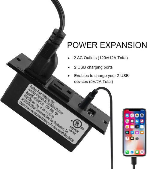 Conference Recessed Power Strip Socket with USB Ports, Desktop Charging Station with 2-Outlets and 2 USB Ports