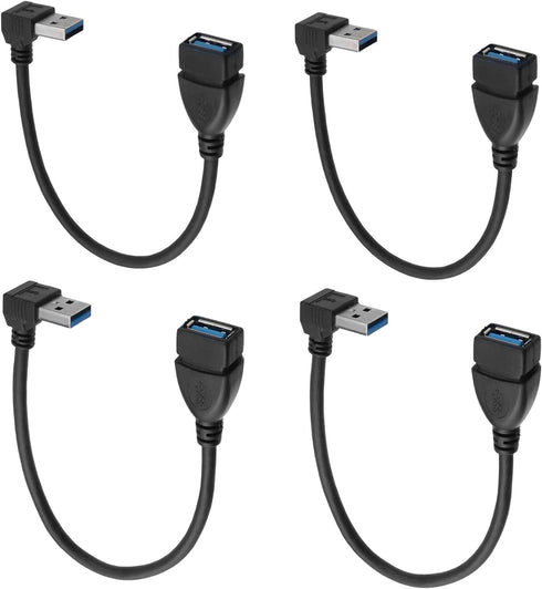 Antrader USB 3.0 Right Angle 90 Degree Extension Cable Male to Female Converter Data Adapter Cord (2 Pairs)