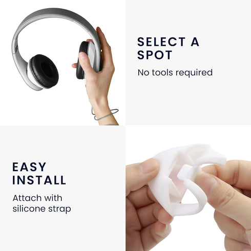 kwmobile Cat Ears for Overear Headphone (Set of 2) - Fits Headbands 1" to 1.5" (2.5cm to 3.8cm) Diameter - Black/Grey.