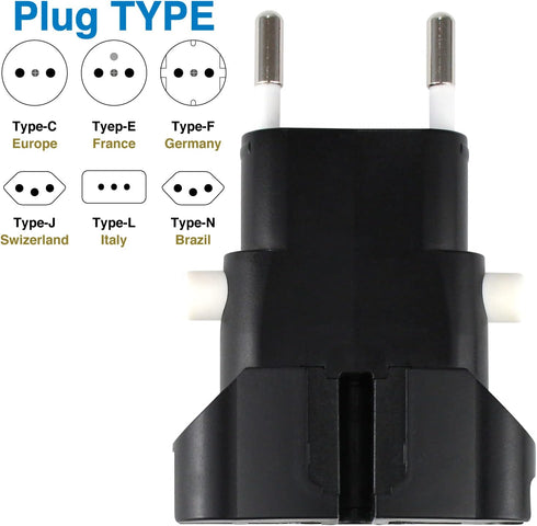ROAD WARRIOR Universal Travel Plug Adapter Europe/UK/Australia/USA/India/China Compact Does Not Convert Voltage RW101BK Black