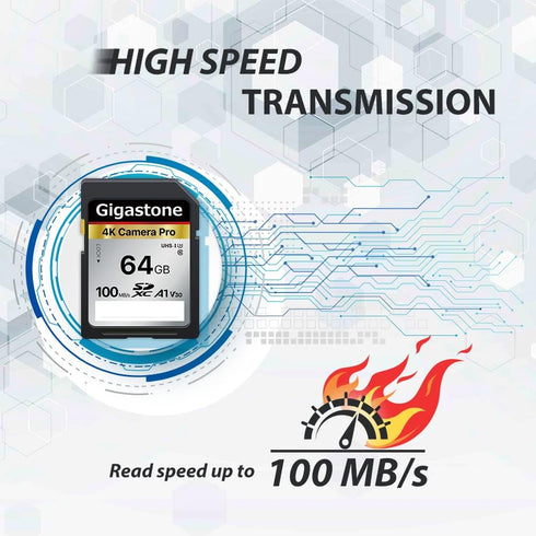 Gigastone 64GB 2-Pack SD Card V30 SDXC Memory Card for 4K Ultra HD Video, with 2 Mini Cases