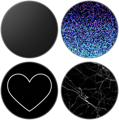 Multi-Function Cell Phone Stand, 4 Pack Blue Black Marble Heart Expanding Grip for Smartphones and Tablets, PENGY-45