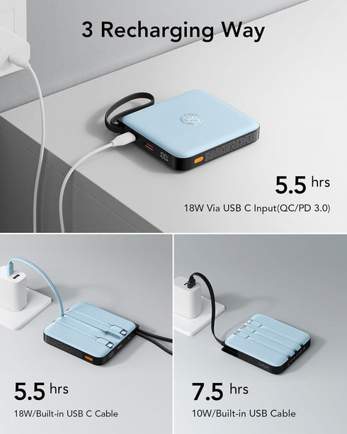 VRURC 20000mAh Portable Charger, 22.5W Fast Charging Power Bank, USB C Battery Pack, LED Display, for iPhone 15/14,