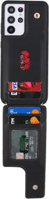 Samsung Galaxy S21 Ultra Case with Card Holder and Strap for Women, Crossbody Lanyard, Ring Stand, Snap Clasp, Phone