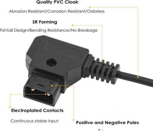 ZALUNERO NP-F970 Dummy NP-F550/770/570 D-Tap to Battery Coiled Power Cable Compatible with Sony Power Panel Light