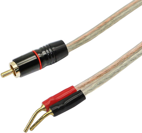 XMSJSIY RCA to Banana Pin Type Plug Speaker Wire, HiFi OFC Gold Plated RCA Male to Dual Banana Pin Plug for Amplifiers