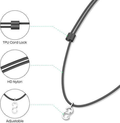 815 inches, Plaud NotePin Neck Strap Lanyard, Adjustable Length Secure Alloy Hook, Accessory for NotePin AI Voice