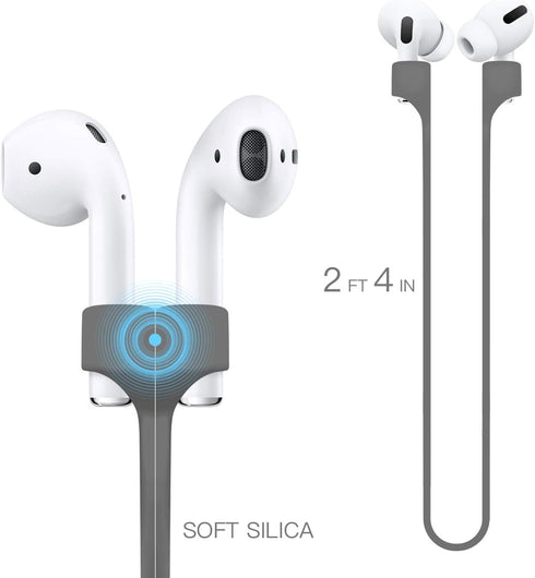 ABCOOL 4PCS Magnetic Anti-Lost Strap for AirPods 1 2 Pro - Colorful Soft Sport String Tether Lanyard, Silicone Wire