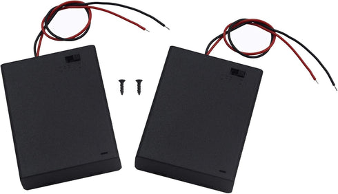 Pack of 2 AA Battery Holder with Switch, 4X 1.5V 6V Battery Holder with Leads