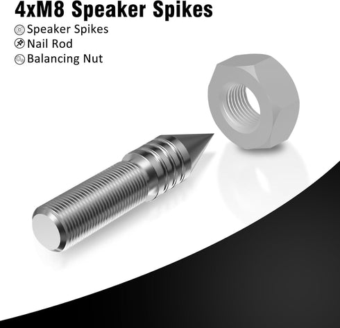 Monosaudio Speaker Spikes - 4 Pcs HiFi Speaker Anti-Vibration Spikes (without Spike Pad) for Speaker, Subwoofer,
