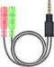 MillSO Headphone Mic Splitter, 3.5mm Headset Adapter, 2 TRS Female to TRRS Male Y Cable for Gaming Headset