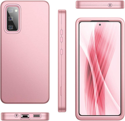 WeLoveCase for Samsung Galaxy S20 FE 5G Case, 3 in 1 Full Body Heavy Duty Protection, Rose Gold