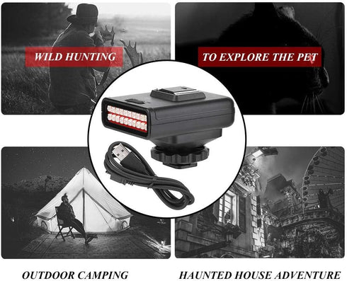 Portable Infrared Camera Night Vision Lamp, 20M LN-3 Double Row USB Charging Photography Night Vision Light