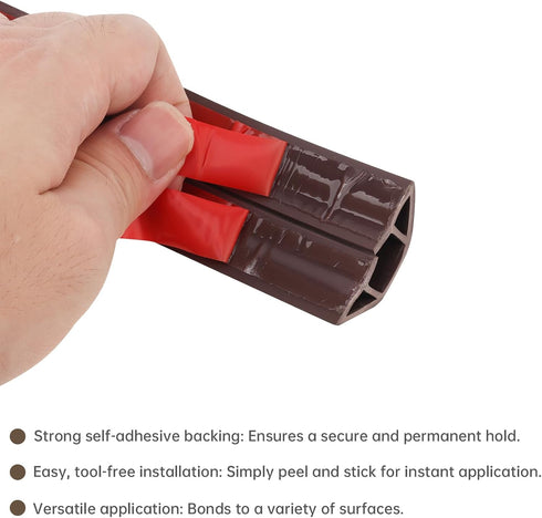 6.6Ft Floor Cord Covers Self Adhesive Cord Hider Extension Management Prevent Cable Trips Walnut Wood Grain for Cable