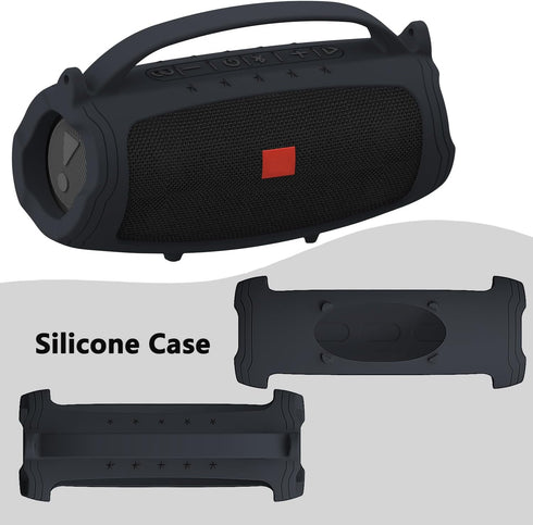 Silicone Cover Case for JBL Charge 4/Charge 5 Portable Bluetooth Speaker, Soft Skin Sleeve, Black