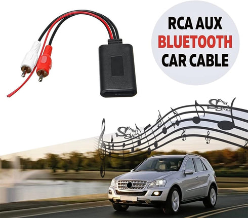 Car Universal Wireless Bluetooth Cable Adapter, 2 RCA Aux Audio, Car Radio Connector Input, 12V Stereo Wireless Play