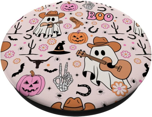 PopSockets Adhesive PopGrip Spooky Ghost Cowboy Cute Halloween Boo Western Retro Pastel