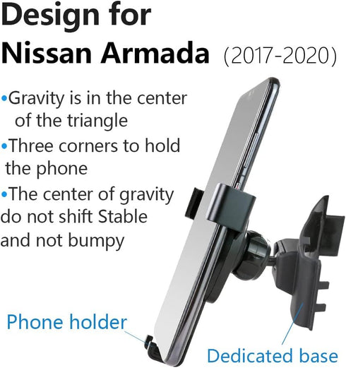 Car Phone Holder for 2017-2020 Nissan Armada, Mobile Cell Phone Mount, Auto Accessories Navigation Bracket