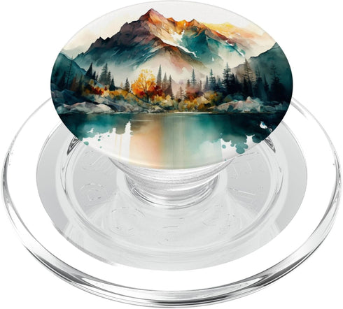 Watercolor Mountains Landscape PopSockets PopGrip for MagSafe