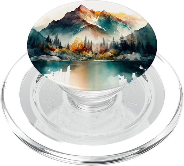 Watercolor Mountains Landscape PopSockets PopGrip for MagSafe