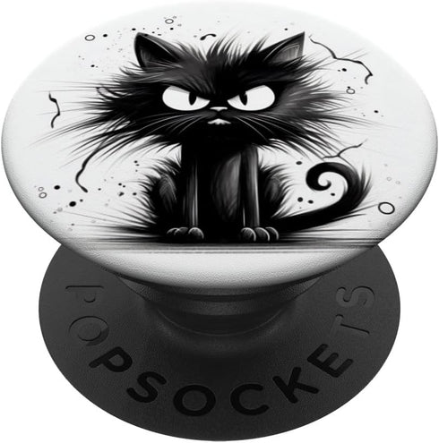 Funny Black Cat It's Fine I'm Fine Everything Is Fine PopSockets Swappable PopGrip
