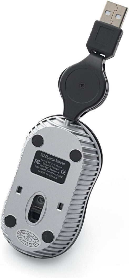 Verbatim 98616 Wired Optical Computer Mini USB-A Mouse - Plug & Play Corded Small Travel Mouse with Retractable Cable