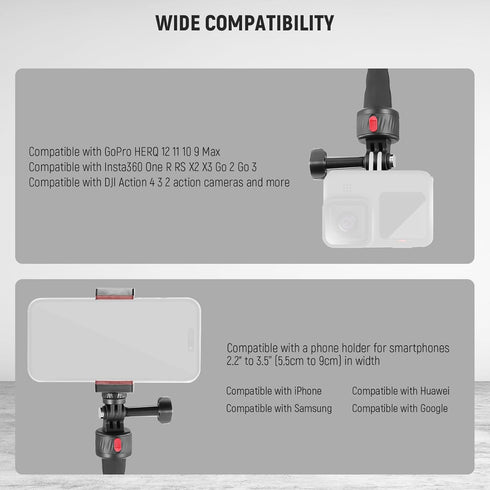 NEEWER Flexible Phone Holder with Magnetic Quick Release Mount, Compatible with Insta360, DJI Action, Bendable Selfie