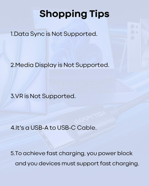INPPYTON 40ft 2.0 PS5, Extra Long USB-C to USB-A Cable - Durable Double Nylon Braided Charging Cable for Phone, Tablet