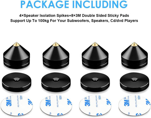 4Pcs 3m Speaker Isolation Spikes Floor Protectors Shockproof Speaker Isolation Spikes with Base Pad