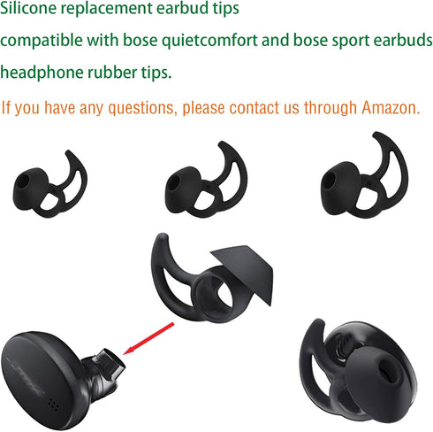 Earbud Replacement Tips, Silicone Earbud Caps Compatible with Bose Quietcomfort and Sport Headphone, 3 Pairs S M L