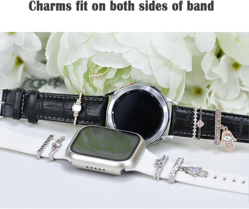 Watch Band Charms, Decorative Loops Compatible with Apple Silicone Watch Bands for Women 38mm-49mm, Metal Jewelry